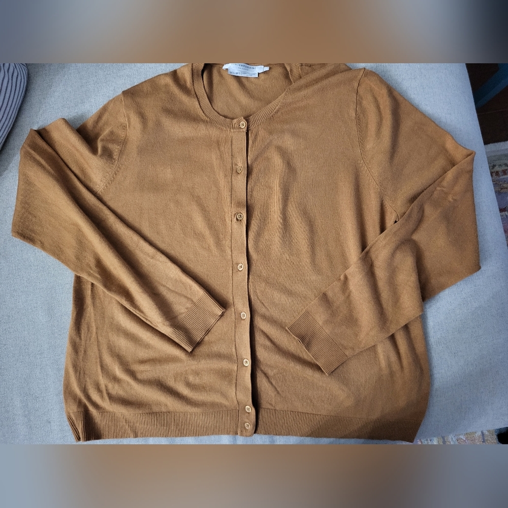 Simons Contemporaire XL mustard/gold knit button-up cardigan